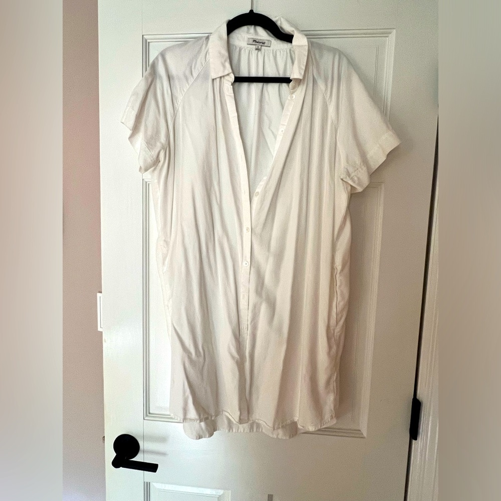 Madewell white button down mini shirt dress size M